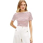 Tommy Hilfiger Womens Short Sleeve Cotton Graphic Crew Neck T-Shirt with Button Embellished Shoulder Design
