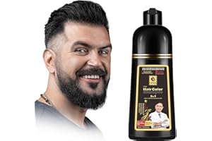 3-in-1 Black Beard & Hair Dye Hair Color Shampoo for Men,just for men, Instant Grey Darkening Beard Color Shampoo in 10 Minut