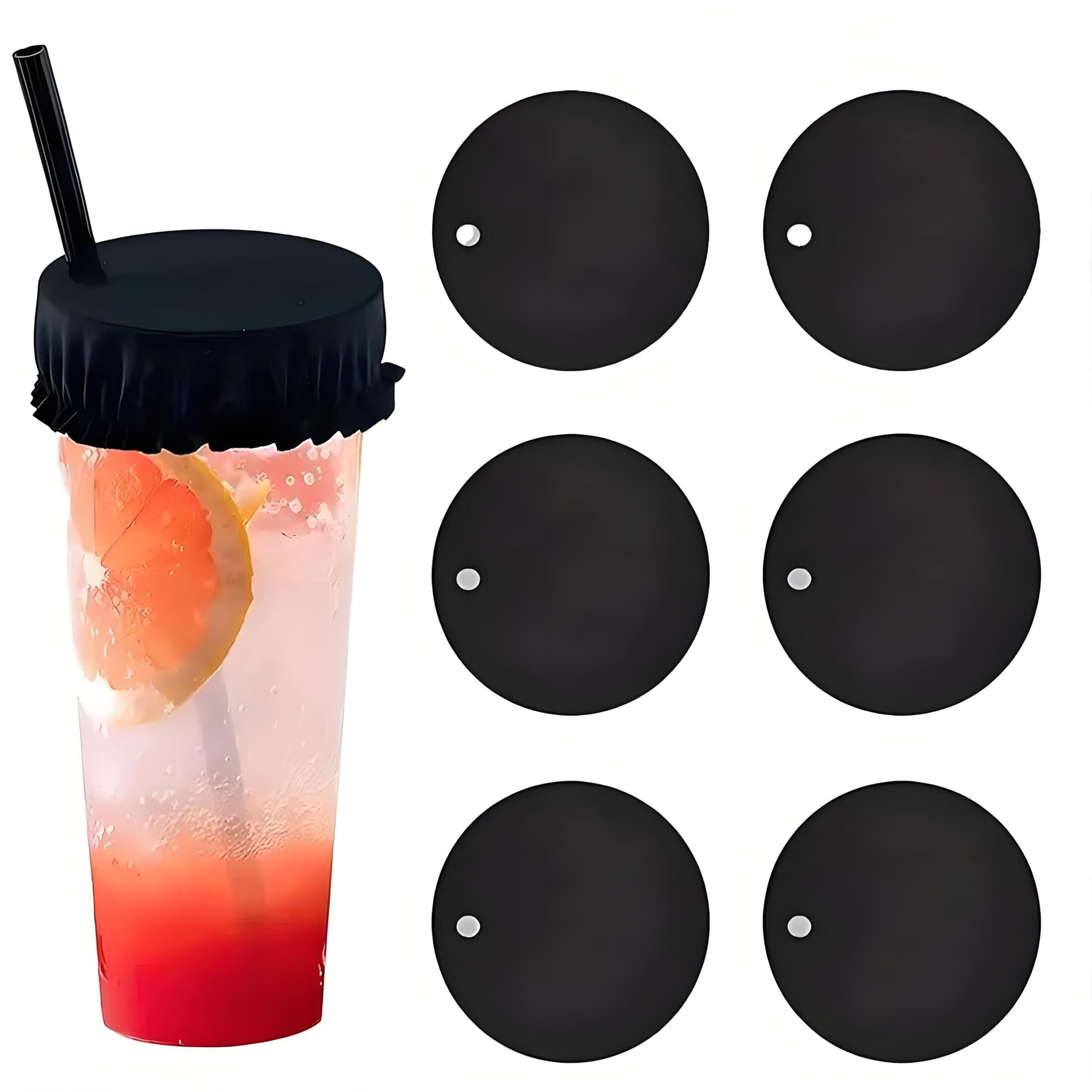6-Pack Drink Covers Anti Spike, Anti Spike Drink Cover Scrunchie for Alcohol Protection Reusableand Washable,Perfect for Alcohol, Girls, Women, Bars, Clubs,Parties (Black)