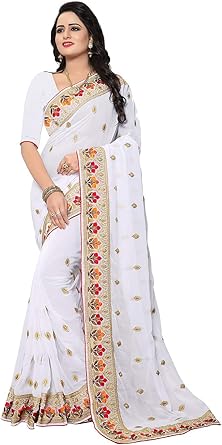 designer party wear white sarees