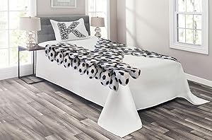 Ambesonne Letter K Coverlet, Alphabet Design with Soccer Balls Composition with Sports Theme Outdoors, 2 Piece Decorative Quilted Bedspread Set with 1 Pillow Sham, Twin Size, Black and White