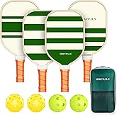 Pickleball Paddles Set of 2/4, USAPA Approved Pickleball Paddle Fiberglass Face Lightweight Pickleball Rackets with Pickle Ball Balls and Carry Bag Pickleball Set for Men & Women