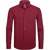 Alex Vando Mens Dress Shirts 8-Way Super Stretch French Placket Business Button Down Shirt Men