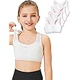 ZIAUGB Training Bras for Girls 8-10 Seamless Girls Bras 10-12 Years Old Breathable Cotton Racerback Sports Bras Ultra Comfort