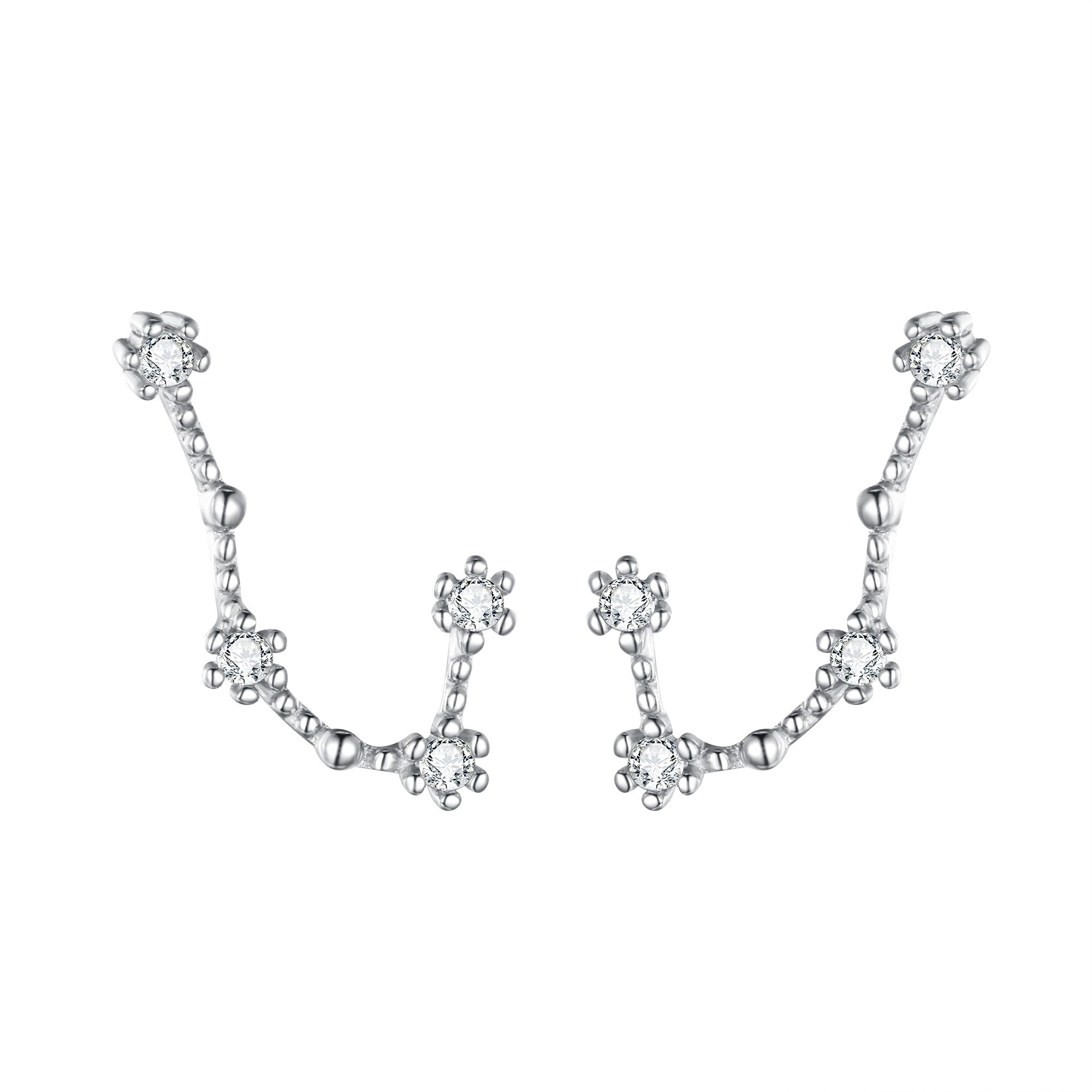 Clearine 925 Sterling Silver CZ Horoscope Zodiac Constellation Astrology Climber Stud Earrings, Gemini Earrings for Women Girls