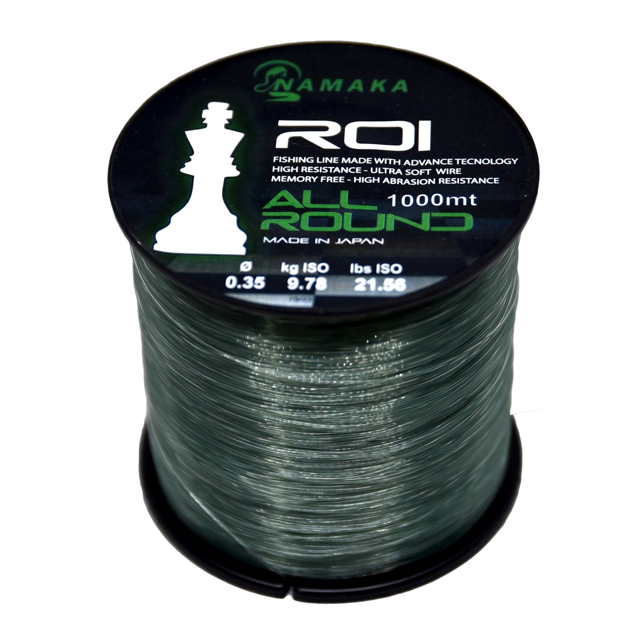 NAMAKA® Roi Fluorocarbon Coating All Round Fishing Line MT 1000 Diameter 0.20 to 0.80 (Diameter 0.25 mm - 5.3 kg - 1000 m, Monofilament Roi Green)