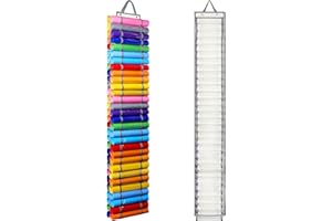 AROUY Vinyl Storage Organizer - Vinyl Roll Holder Wall Mount/Over The Door, Craft Vinyl Storage Rack, Hanging Organizer Storage (60 Compartments, Beige)