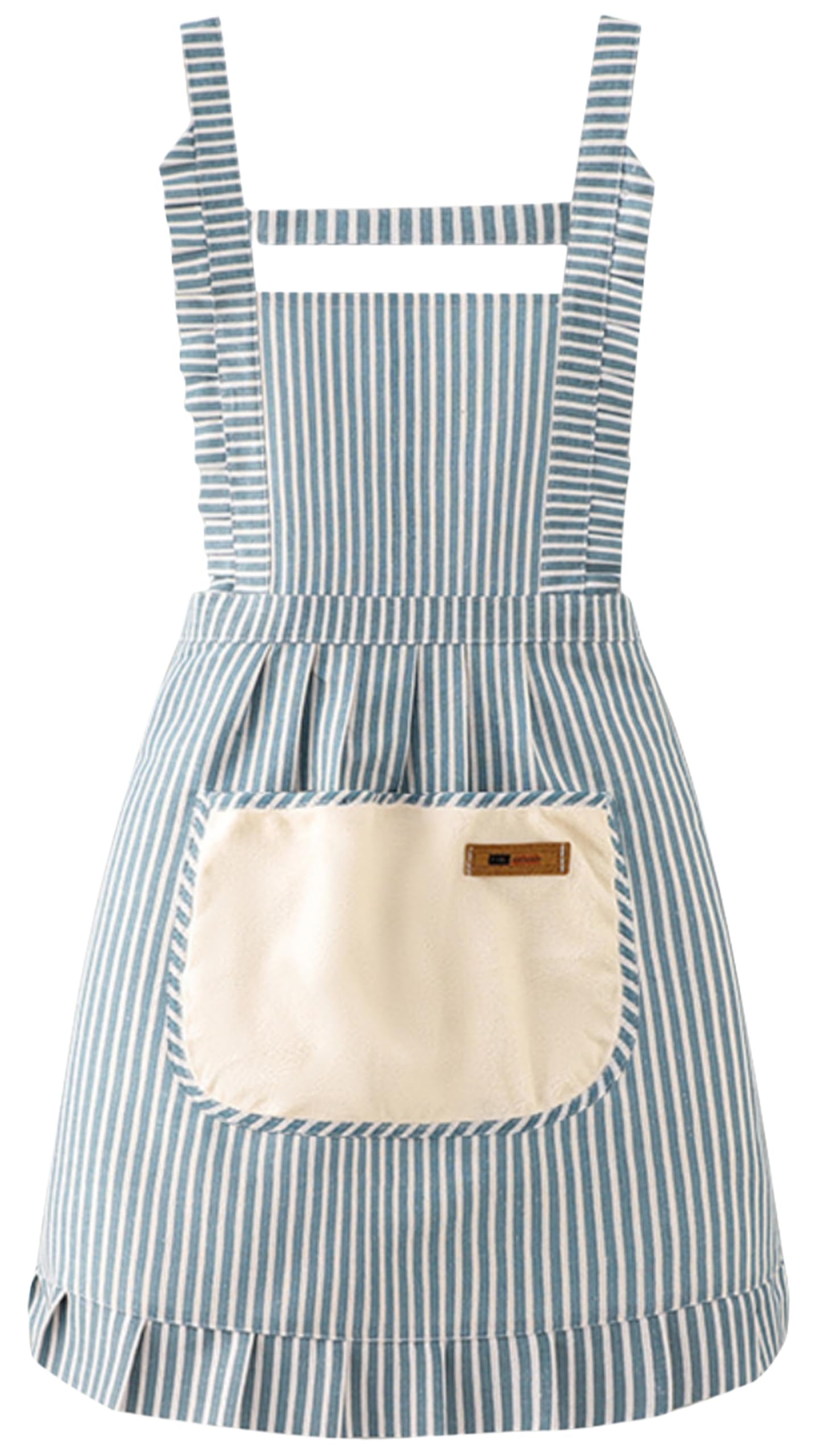 FAIRYGATE Linen Apron Woman Apron with Pockets Stripe Adjustable Cotton Linen Kitchen Chef Bib Apron for Cooking BBQ Baking Gardening Household Cleaning Restaurant A1527 — image 1