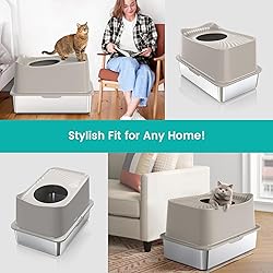 WoofiGo Stainless Steel Cat Litter Box, XL Top
