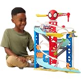 Jazwares Marvel Spidey and His Amazing Friends Construction Zone Chaos Track Set - 2-Foot High Dual Race Track with Zip Line, Play Zones, and Exclusive Vehicles