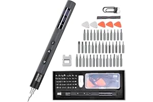 ONSSKI Mini Electric Precision Screwdriver Set – 50 in 1 Cordless Screw Driver Tool Kit with LED Screen & 40 Magnetic Bits for Phone Camera Laptop Watch Repairment, 3.7V 3 Torque Settings (Grey+Balck)