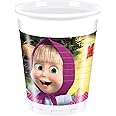 Procos 86513 Set of 8 Multi-Coloured Masha and Bear Plastic Cups, 200 ml