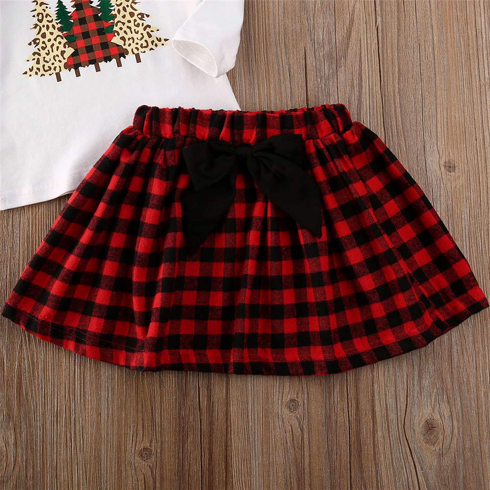 Christmas Toddler Baby Girl Matching Outfit Long Sleeve Ruffle Romper T Shirt+Plaid Skirt Outfits Sister Clothing Sets - Image 6