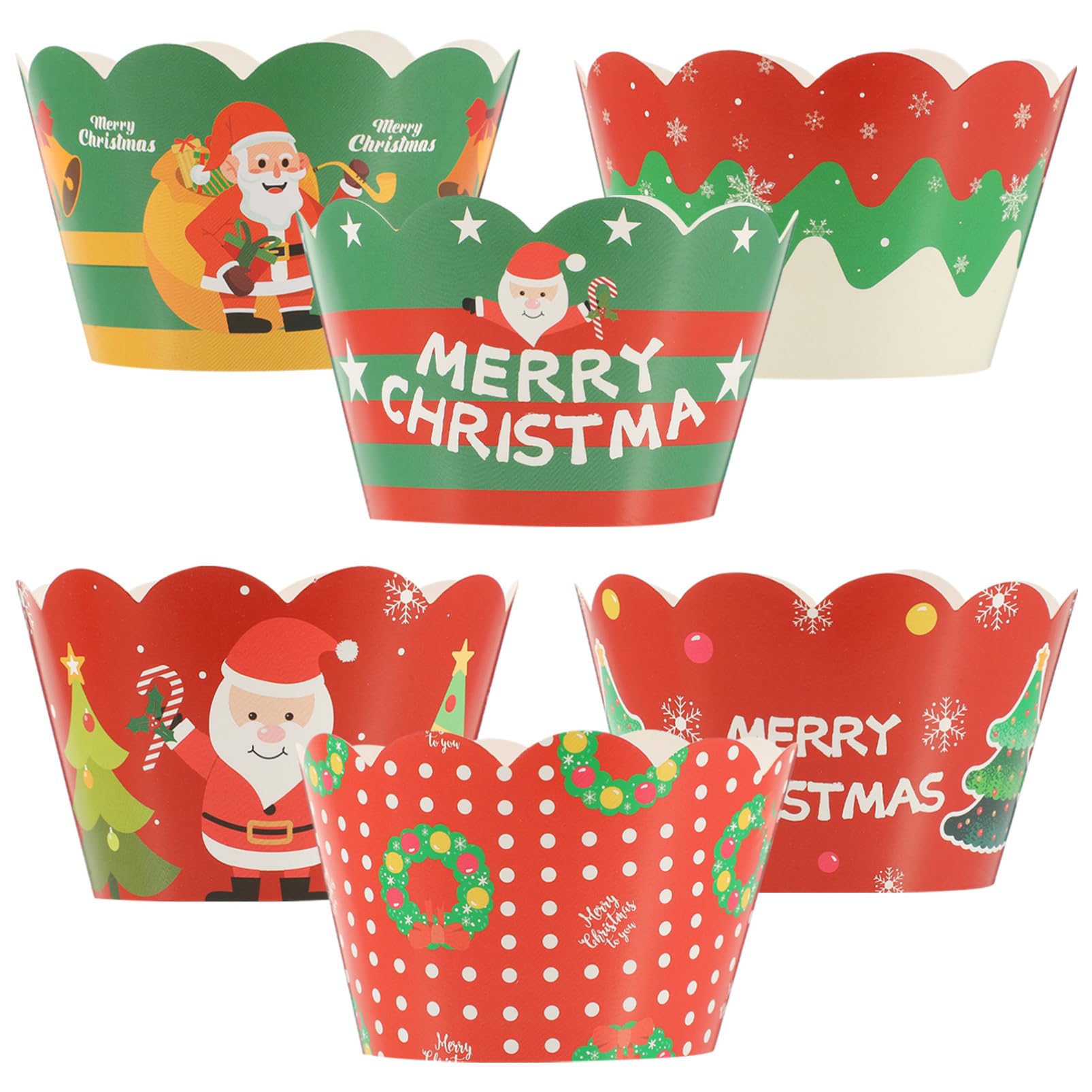 JOINPAYA 6pcs Christmas Themed Cupcake Wrappers Festive Muffin Cases for Holiday Parties Easy Use Cake Decorations for Xmas Celebrations and Fun Designs for Desserts