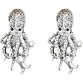 QIAOLEHUI Vintage Gothic Octopus Dangle Earrings Studs for Women Punk Octopus Goth Animal Drop Dangling Earrings Halloween Christmas Party Jewelry