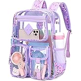 Clear Backpack for Girls Large Heavy Duty Transparent Bookbag for Middle School Kids Travel Daypacks