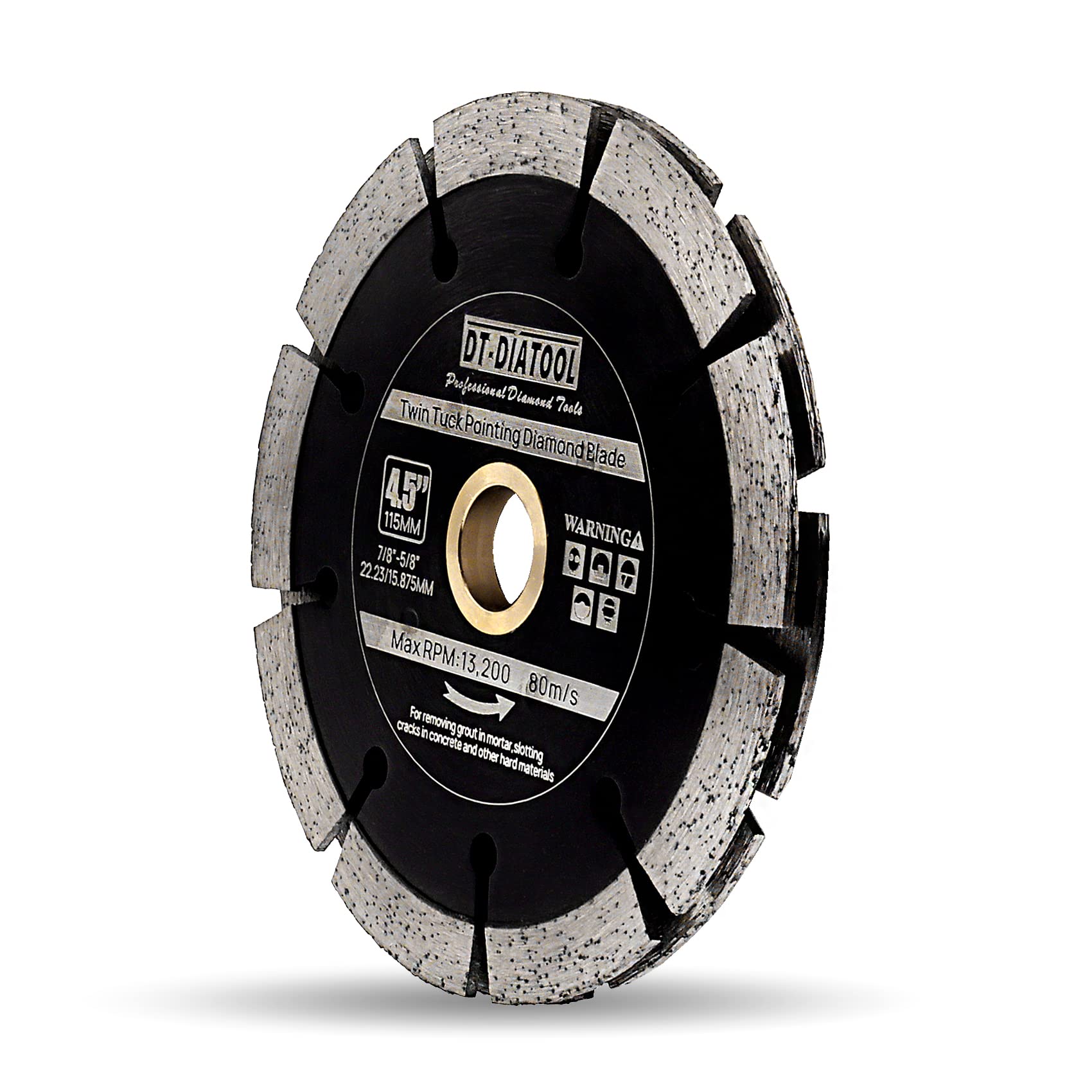 DT-DIATOOL Twin Tuck Point Disc - 115mm Mortar Raking Dual Diamond Disc 22.23-16mm Arbor for Mortar Removal,Grout Concrete Asphalt Surfaces Repair,Masonry Brick Stone Cutting — image 1