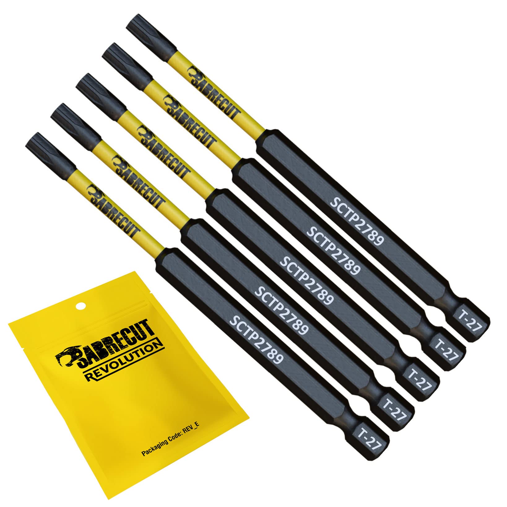 5 x SabreCut SCTP2789_5 89mm T27 TX27 Torx Tamper Proof Security Magnetic Impact Screwdriver Driver Bits Set Heavy Duty