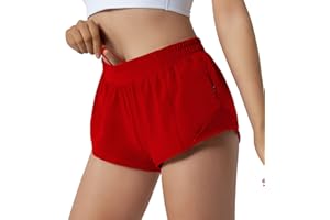 Aurefin Running Shorts for Women,Quick Dry Athletic Sports Shorts Lightweight Active Workout Gym Shorts with Zip Pocket