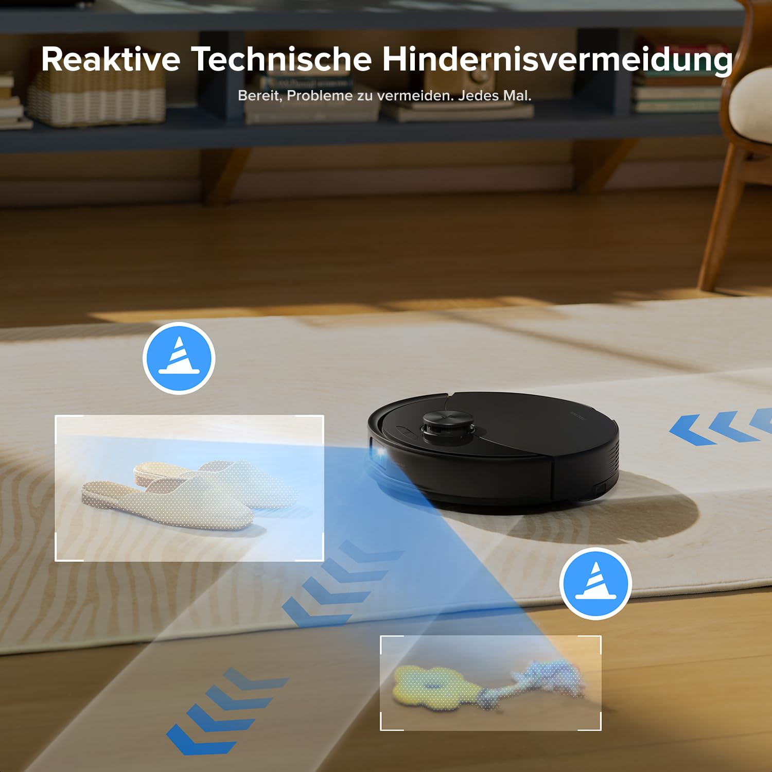 roborock Q10 S5+ Saugroboter mit Wischfunktion, 10.000 Pa HyperForce Saugkraft, Dual Anti-Tangle System, Auto Lifting Mopping, Ideal für Tierhaare, Teppiche, Hartböden (Schwarz) 6
