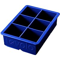 Tovolo King Cube Ice Tray (Stratus Blue) - Large, & Reusable Silicone Molds for whiskey, Cocktails, Coffee, Bartender Accesso