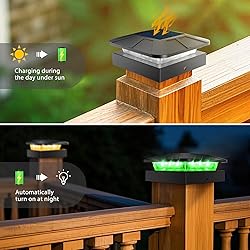 Peasur 2 Packs 4x4 Solar Post Lights Outdoor, Green