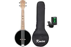Kmise Banjo Ukulele 4 String Banjolele Concert 23 Inch Size Maple with Bag Tuner (Black Maple)