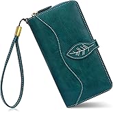 CONISY RFID Wallet Women Large Capacity, Long Leather Clutch Wallet Credit Card Holder for Women with Wristlet