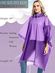 Borogo 2 Pack Rain Ponchos for Adults Reusable