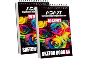 ADAXI Lot de 2 carnets de croquis à spirales avec fond rigide, 50 feuilles chacune, 100 feuilles au total – Livres de croquis