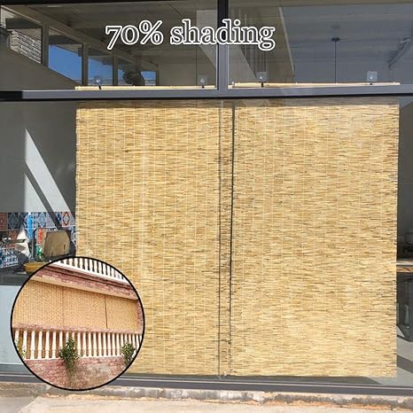 Amazon 屋外用竹カーテン すだれ スクリーン 涼しい夏 換気と 遮音 プライバシー 天然葦スクリーン 家の家具 装飾 バルコニーとドア間仕切り 日除け目隠しシート 竹ロールスクリーン ロールスクリーン オンライン通販
