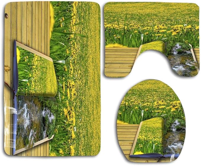 Juego de 3 Alfombrillas de baño con diseño de poesía y Naturaleza, para