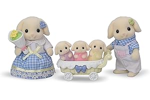 Calico Critters Flora Rabbit Family - Set of 5 Collectible Doll Figures for Children Ages 3+