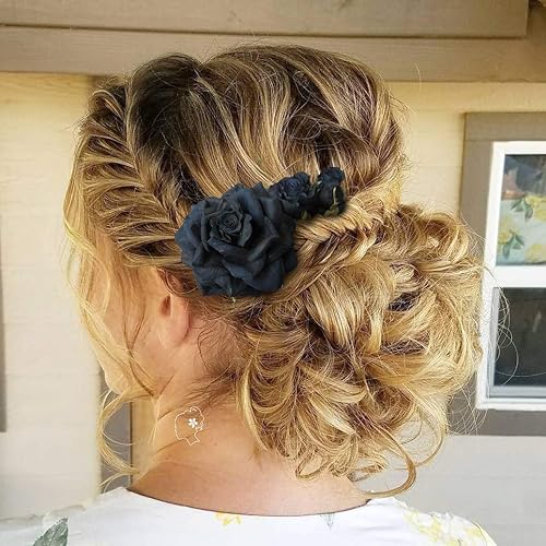 Amazon Com Black Roses Hair Pins Set Halloween For Hair With