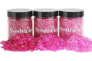 SYEDRA ART Syedra Crushed Glass for Resin Art, Set of 3,Broken Glass Pieces for Crafts 3-6mm 1LB (Pink)