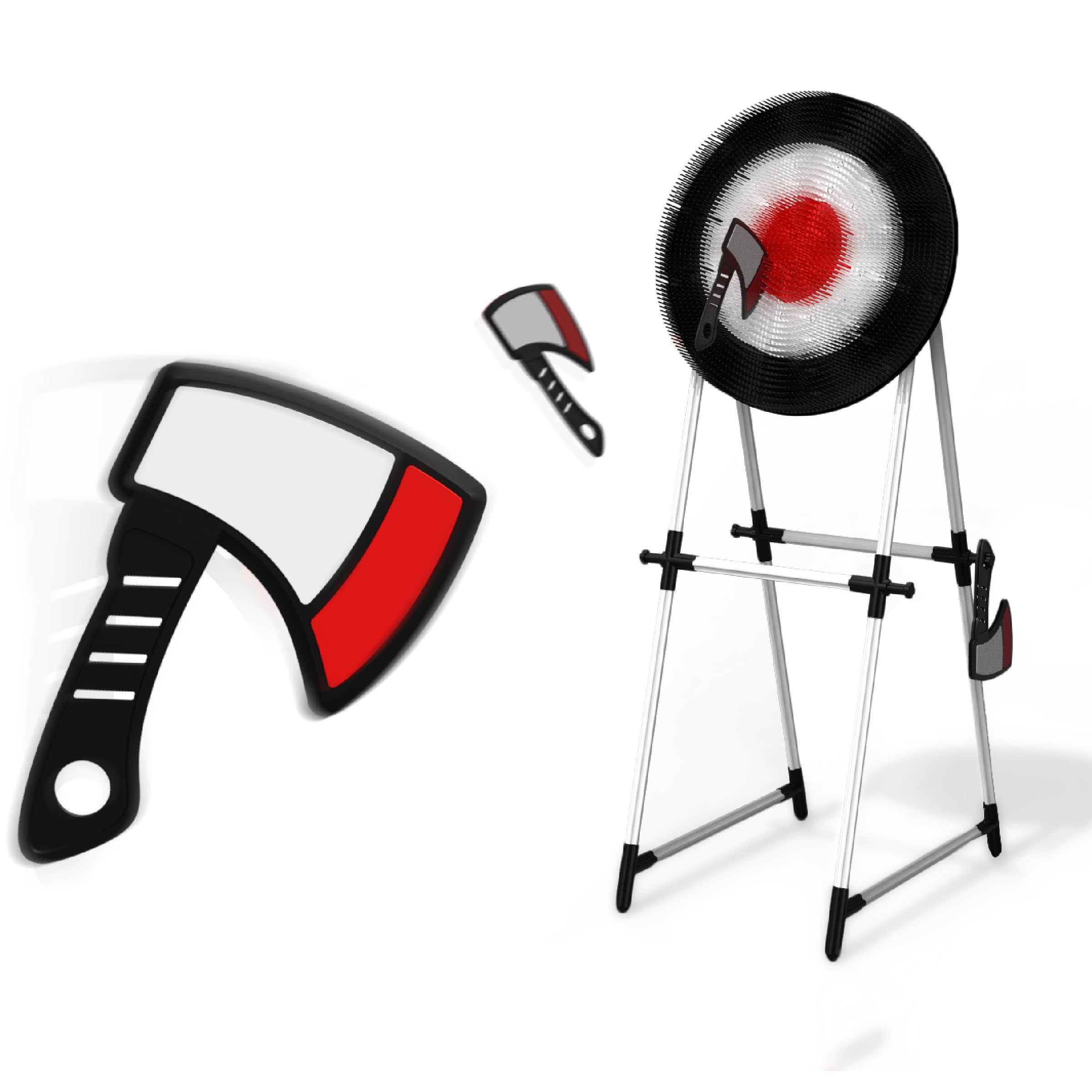 Photo 1 of Black Series Axe Throwing Set – Indoor & Outdoor Party Game| Safe Plastic Throwing Axes| Collapsible Target| Backyard Game, Carnival Game, Beach Camping, Tailgating Essential| Fun Sports Activity Gift