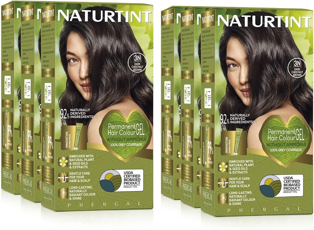 (Six Pack) Naturtint Permanent Hair Colour 3N Dark Chestnut Brown 100% Grey