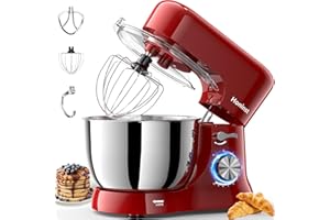 Honinst Stand Mixer，3-In-1 10-Speed 660W 6QT Tilt-Head Food Mixer，Electric Mixer with Bowl, Dough Hook, Whisk and Beater，Kitchen Mixer for Baking, Cake and Most Home Cooks, Red