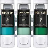 Luxspire Shampoo and Conditioner Dispenser, No Drill Wall Mounted Shower Soap Dispenser 3 Chamber with Waterproof Labels, Easy Refill Soap Dispenser for Bathroom Hotel Kitchen, White