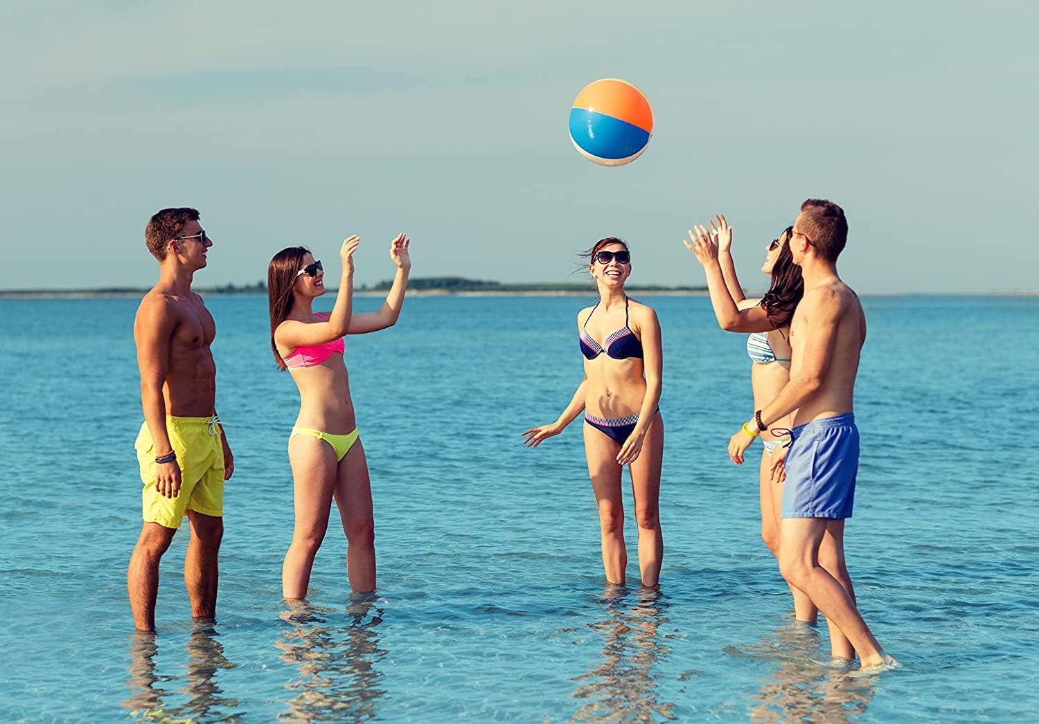 Kicko 6 Pack Inflatable Beach Balls - 12 Inch, Rainbow Colored - for Swimming Pools, Pool Party, Playing, Volleyball, Beach, Ocean, Kids, and Adults: Sports & Outdoors