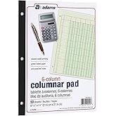Adams Analysis Pad, 8 1/2" x 11", 100 Pages (50 Sheets), 6 Columns, Green