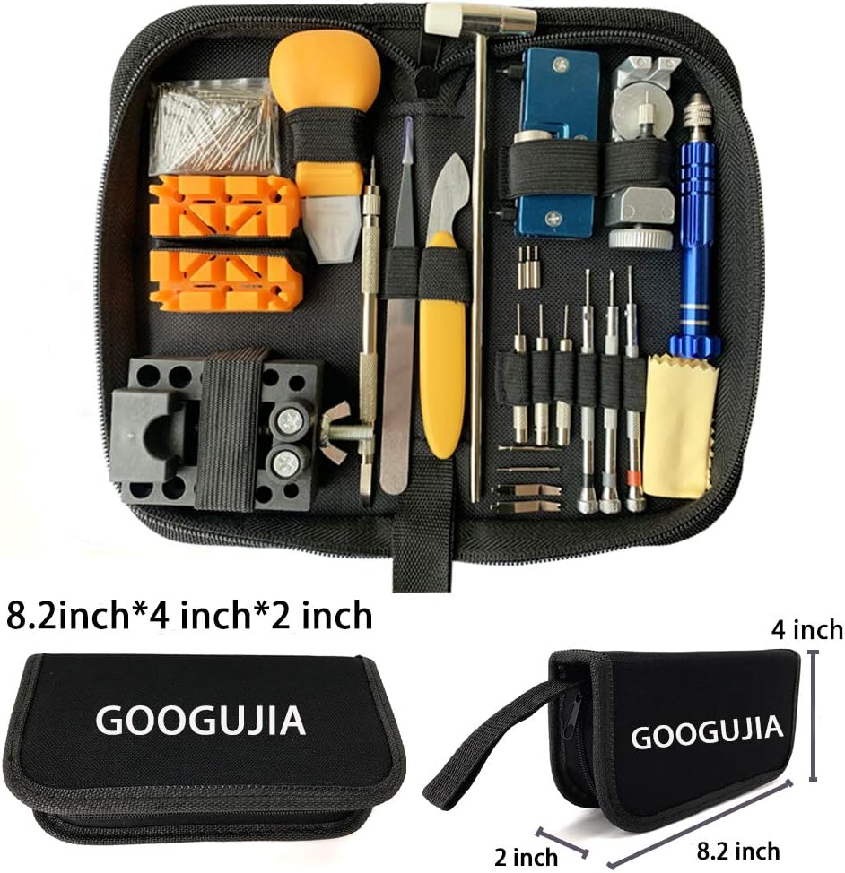 GOOGUJIA Watch Repair Tool Kit, Case Opener Spring Bar Tool, Watch Battery Replacement Tool Kit, Watch Band Link Removal Tool Set with Carrying Case and Instruction Manual For Beginner (172, Medium): Home Improvement