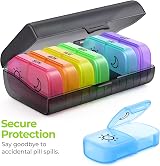 AUVON Pill Organiser XL 7 Day 2 Times a Day One-Side Large Opening Black view 7