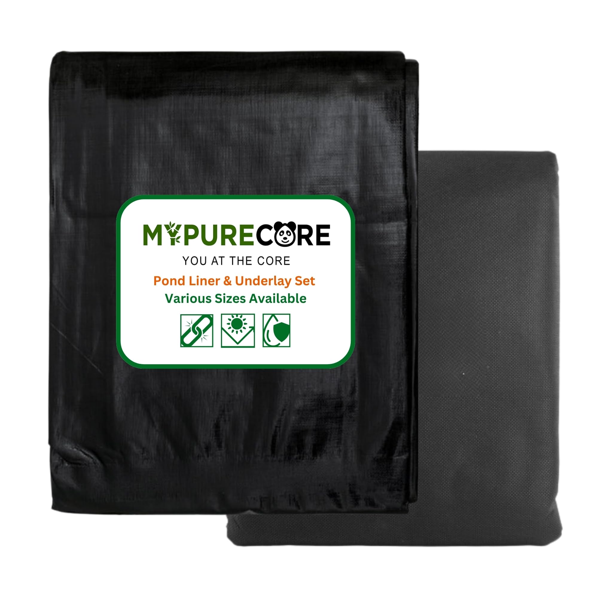 MYPURECORE Pond Liner & Underlay Set – HDPE Material, UV & Tear Resistant, Waterproof - Perfect for Small to Large Water Gardens, Wildlife Ponds, and Decorative Features (2.5m x 3m)