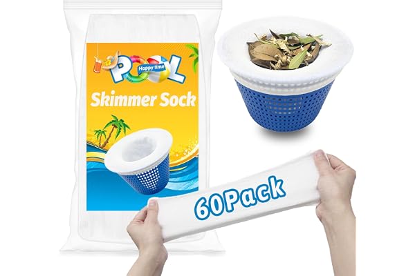 WXFANA 60-Pack Pool Skimmer Socks, Ultra Fine Mesh Screen Skimmer Filter Socks Swimming Pool Skimmer Basket Sock Pool Cleanin