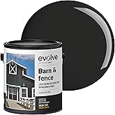 EVOLVE Barn &amp; Fence Paint, Flat (Black), 1 Gallon &ndash; Durable Scratch-Resistant Wood Coating for Outbuildings &amp; Fences, Fast-Dry Water-Based Formula