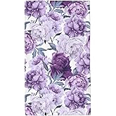 VARUN Long Hand Towels Purple Flowers with Green Leaves Ultra Soft Towel Seamless Floral Pattern Art Painting Absorbent Luxury Towels for Bathroom Hotel Gym and Spa 27.5x15.7in