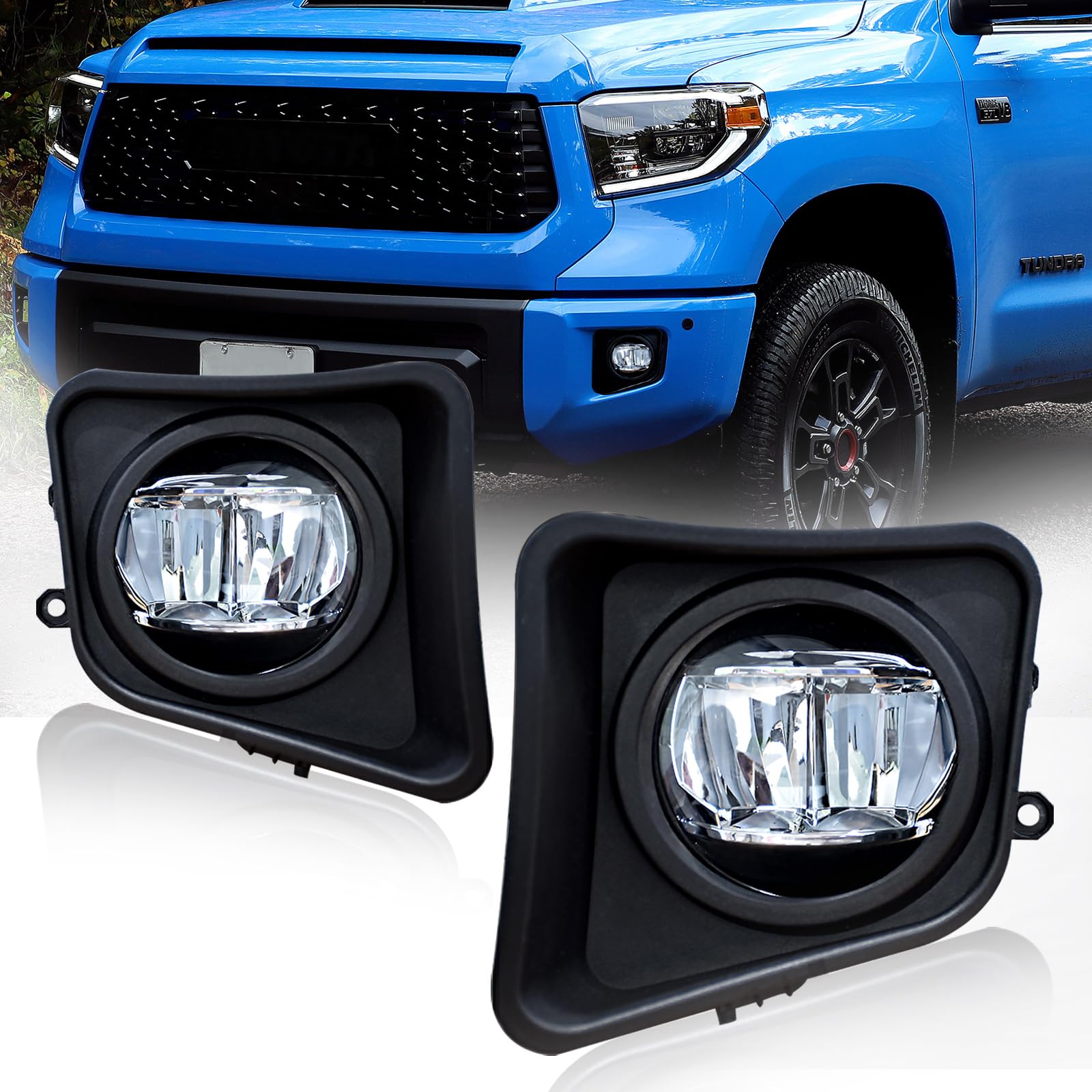 Photo 1 of SINYATO INDUST Led Fog Lights Compatible with 2014 2015 2016 2017 2018 2019 2020 2021 Toyota Tundra, 14-21 Tundra Front Driving Fog Lamps Kit, DOT Certified, Clear Lens - 1 Pair