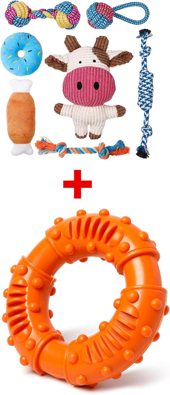 Pet Supplies 7 Pack Cute Puppy Toys and NonToxic Natural Rubber Dog