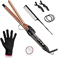 Vogewood 5/8 Inch Curling Iron, 5/8 Curling Wand, Hair Curling Iron with Adjustable Temperature,Pencil Hair Curler for Medium and Long Hair with LCD, with Heat Resistant Glove, 8-in-1 Gift Set
